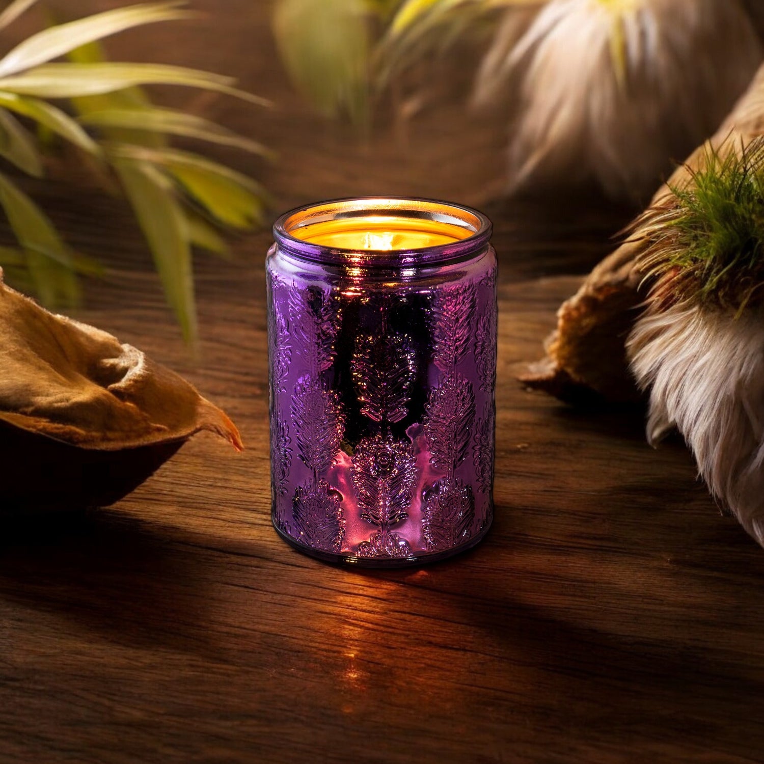 Japanese paradise flycatche Feather Jar Scented Candle(Juniper and Lavender)